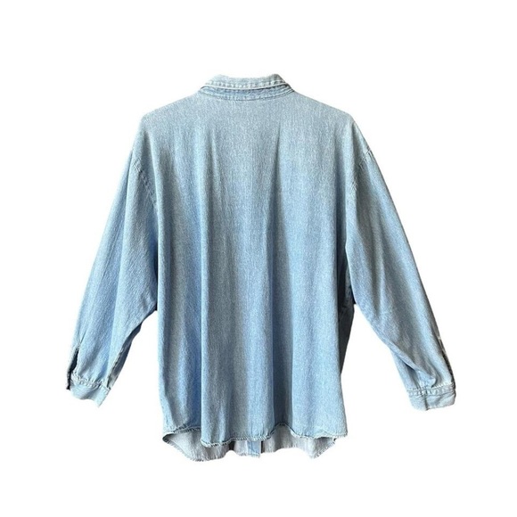 Vintage, long sleeve, chambray floral, rose shirt - Picture 2 of 4